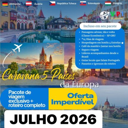 JULHO 2026 - ALEMANHA - ÁUSTRIA -REP TCHECA- HUNGRIA -ESLOVÁQUIA